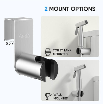Arofa Handheld Bidet Sprayer for Toilet-Adjustable Water Pressure Control with Bidet Hose for Feminine Wash, Stainless Steel Brushed Nickel Cloth Diaper Bidet Toilet Sprayer for Baby Wash