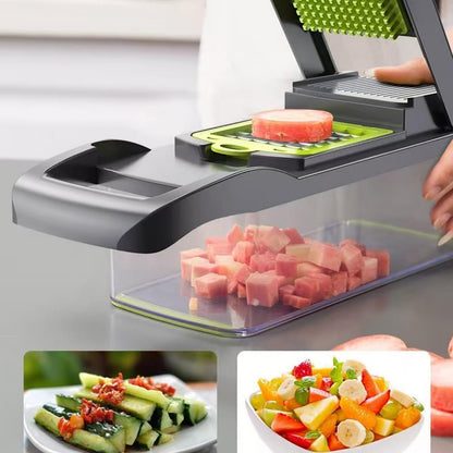 16-in-1 Vegetable Cutter Vegetable Chopper,Multifunctional Food Chopper, Kitchen Professional Vegetable Slicer Dicer Cutter, Food Chopper Accessory, Manual Hand Cooking Gadget for Kitchen Tool.