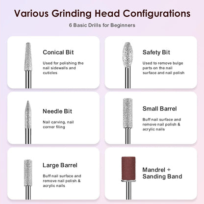 COSLUS Cordless Nail Drill Electric File: Professional for Acrylic Gel Dip Powder Nails Portable Nail Drill Machine Kit for Manicure Pedicure Nail Set with Everything Rechargeable Lightweight