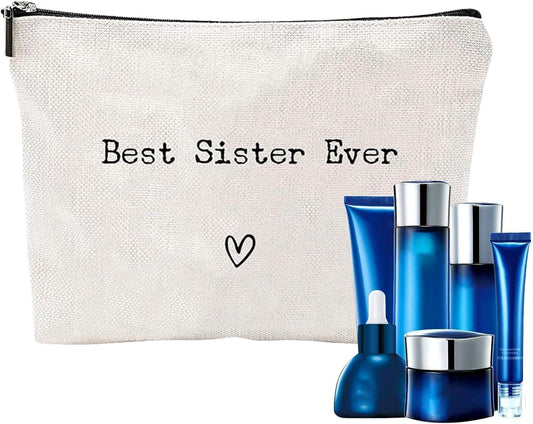 Toiletry Bag Travel Bag - Best Sister Ever Toiletry Organizer Sister - Portable Travel Toiletries Hygiene Bag, Funny Christmas Birthday Makeup Cosmetic Bag