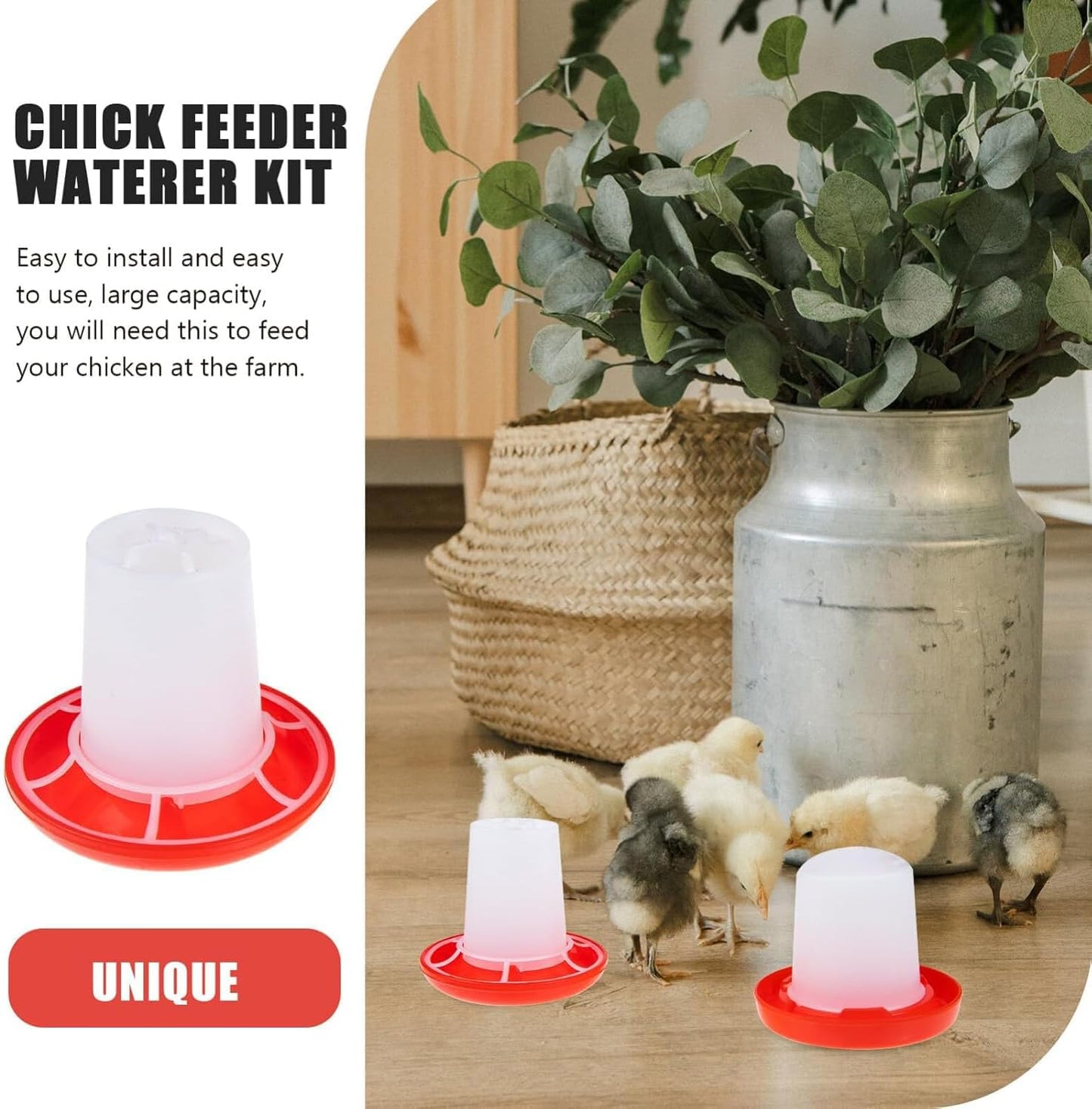 Xinghonyac Chick Feeder and Drinker Kit, Poultry Breeding Feeder Water Feeder, Plastic Automatic Feeding and Watering Feeder for Chicks, Ducks, Gooses