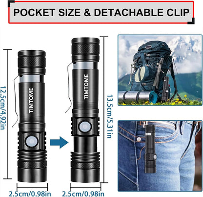 Flashlight Rechargeable, TIMTOME Led Flashlights High Lumens Flash Light, Mini Size Powerful Flashlight 4 Modes Super Bright Flashlight Lampe de Poche for Outdoor Camping Hiking Home Dog Walking (2)