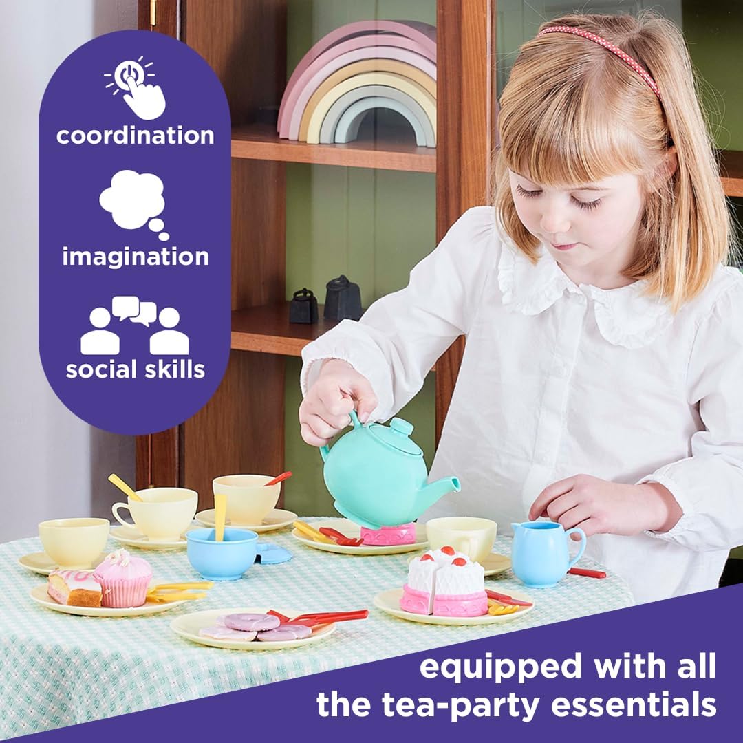 Casdon 66550 Colourful Toy Set for Children Aged 3+ , Includes 36 Pieces for The Best Tea Parties Around, New Colourway
