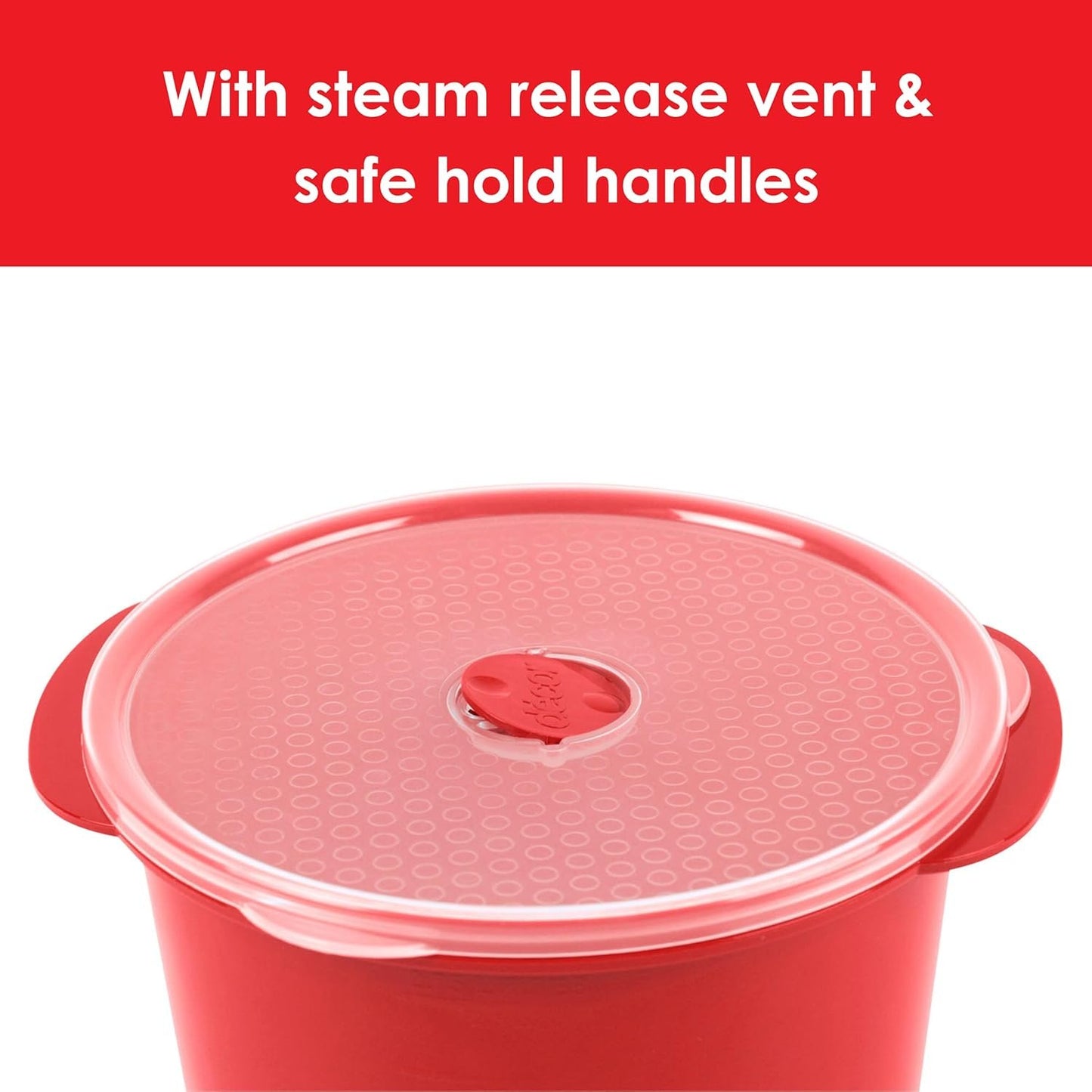 Decor Microsafe Round Storage Container, 750ml Capacity, Red
