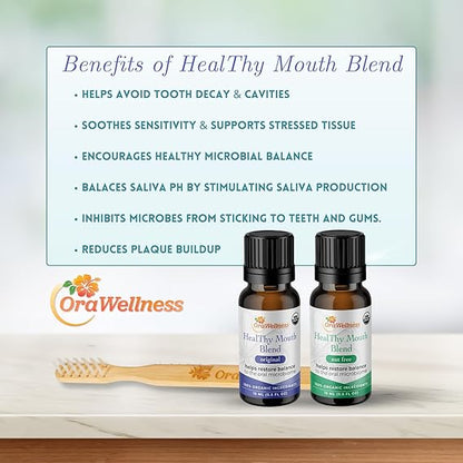 Healthy Mouth Blend Organic Tooth Oil, Fluoride Free Made in The USA Toothpaste & Mouthwash Alternative Tooth, Natural Rinse for Healthy Teeth & Gums for Women, Men and Kids, Pack of 1