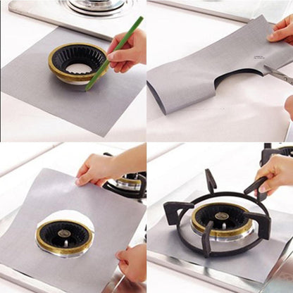 Stove Top Covers Burners, 4x Burner Protector, Heat Resistant Reusable Anti Oil Cleaning Pads, Essential Kitchen Gadget 10.63x10.63 Inches for Cooking in Rvs, Restaurants