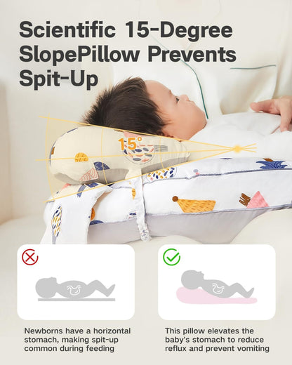 Nursing Pillow for Breastfeeding & Bottle Feeding –Breastfeeding Pillow with Adjustable Waist Strap, Feeding Pillow for Tummy Time,Removable Cotton Cover for Mom & Baby Comfort (Forest)
