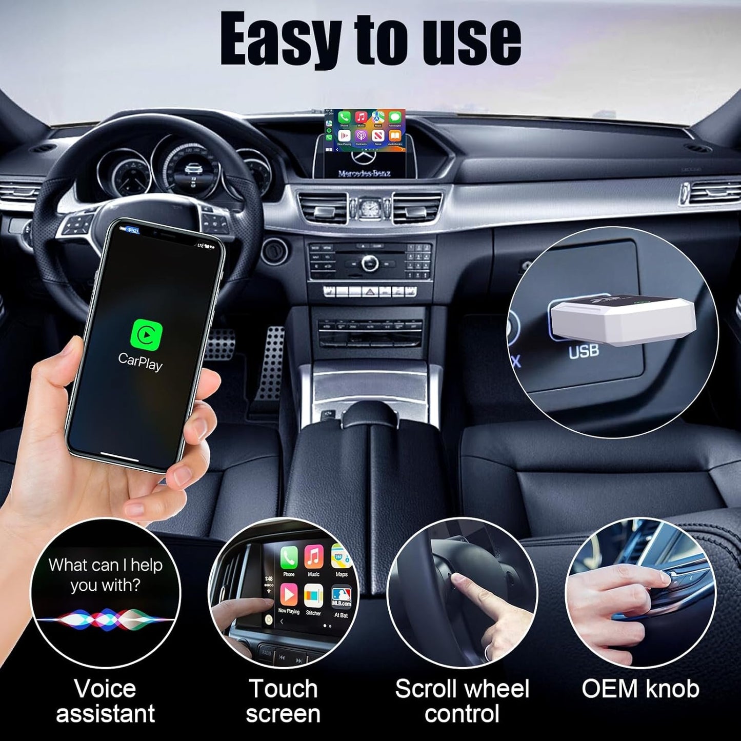 2-in-1 Wireless CarPlay & Android Auto Wireless Adapter, Fast 5GHz WiFi & Bluetooth for iPhone/iOS 10+, Android 11+, Plug & Play Car Dongle