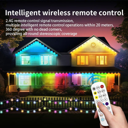 Permanent Outdoor Lights - 49ft Smart RGB Outdoor Lights, Strips Waterproof Outdoor IP68 Outside LED Eaves Lights with App Control,Music Sync Strip Lights for Eave, Roof, Party,Garde,Room Decor