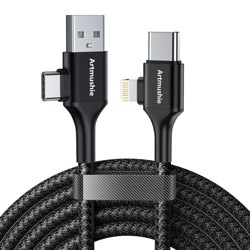 Artmushie Multi 4-in-1 Universal Fast Charging Cableâ€“USB A/C to Multi Connectors (Type C, Lighting), Compatible with iPhone, iPad, Smartphones, Tablets & More Devices (1Pack, Black, 5.5Ft)