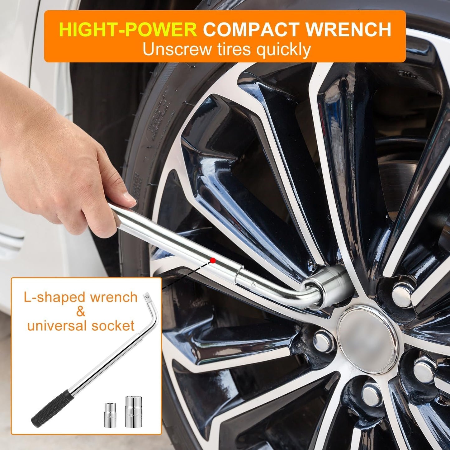 2 Tons (4409 lbs) Scissor Car Jack Kit, Universal Car Emergency Kit with Lug Wrench & Ratchet, Portable Tire Change Kit Perfect for Auto, SUV, MPV Tire Changes & Repairs, Heavy Duty Material