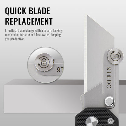 9TiEDC Folding Utility Knife,G10 Handle Heavy Duty Safety Box Cutter,Razor Knife & EDC Pocket Knife with Extra 10PC Blades,Perfect for Household Tools,Office,Factory,Outdoor Use.