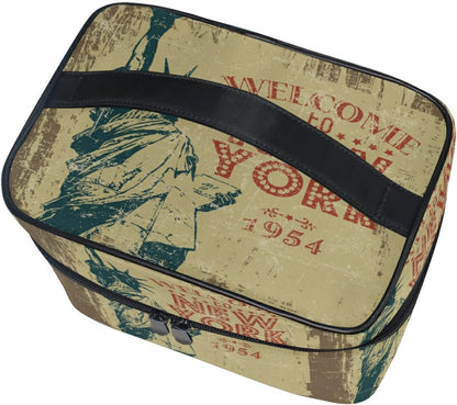 Gift Statue of Liberty New York Women's Travel Beauty Case Cosmetic Bag Make up Makeup Bags Makeup Organizer Girl, Cute Funny