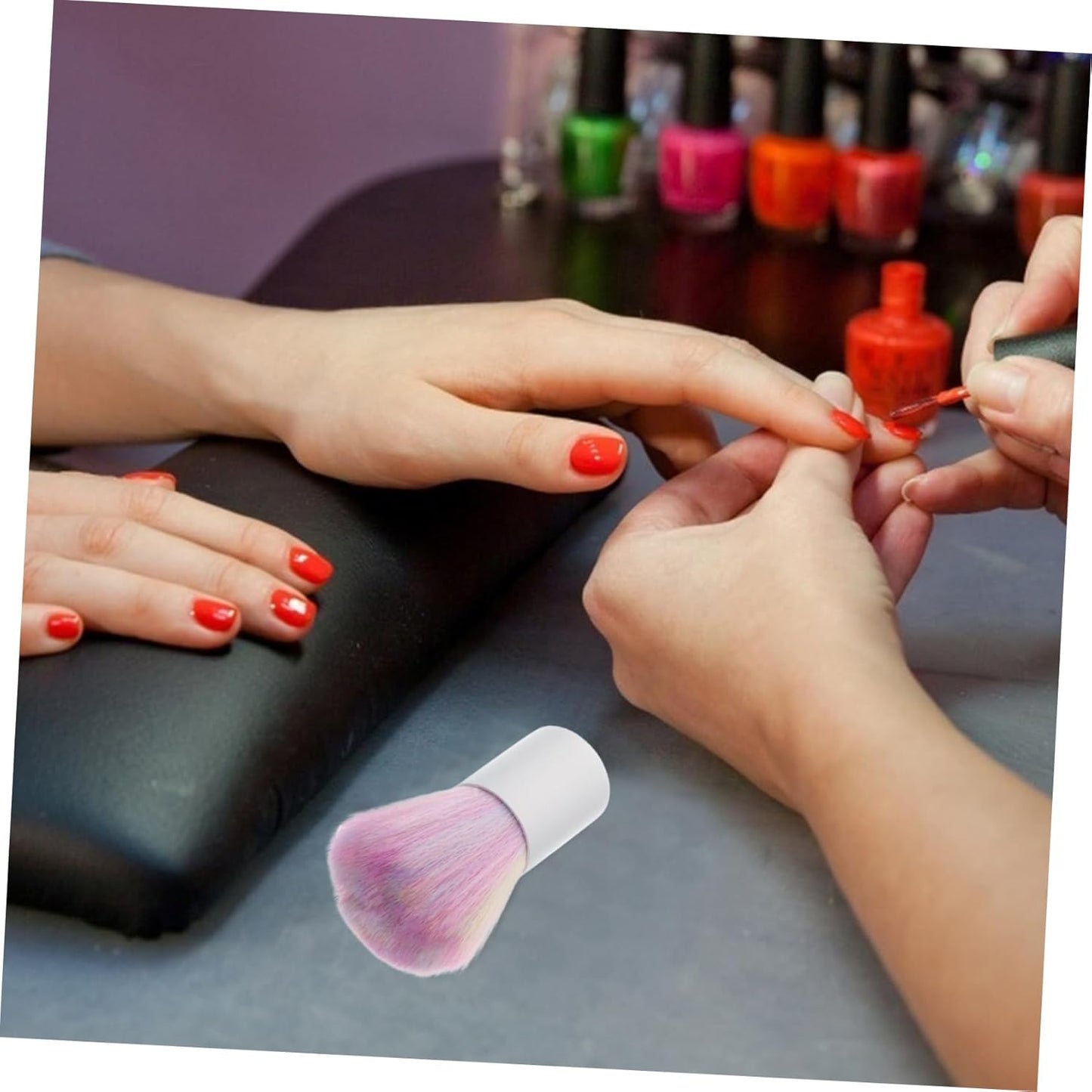 Healeved Handle Nail Brush Colorful Bristles Manicure Cleaning Brush for Salon Nail Care Fluffy Tool
