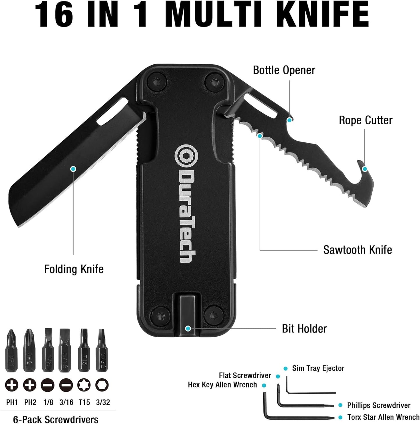 DuraTech 16 in 1 Multitool Pocket Knife