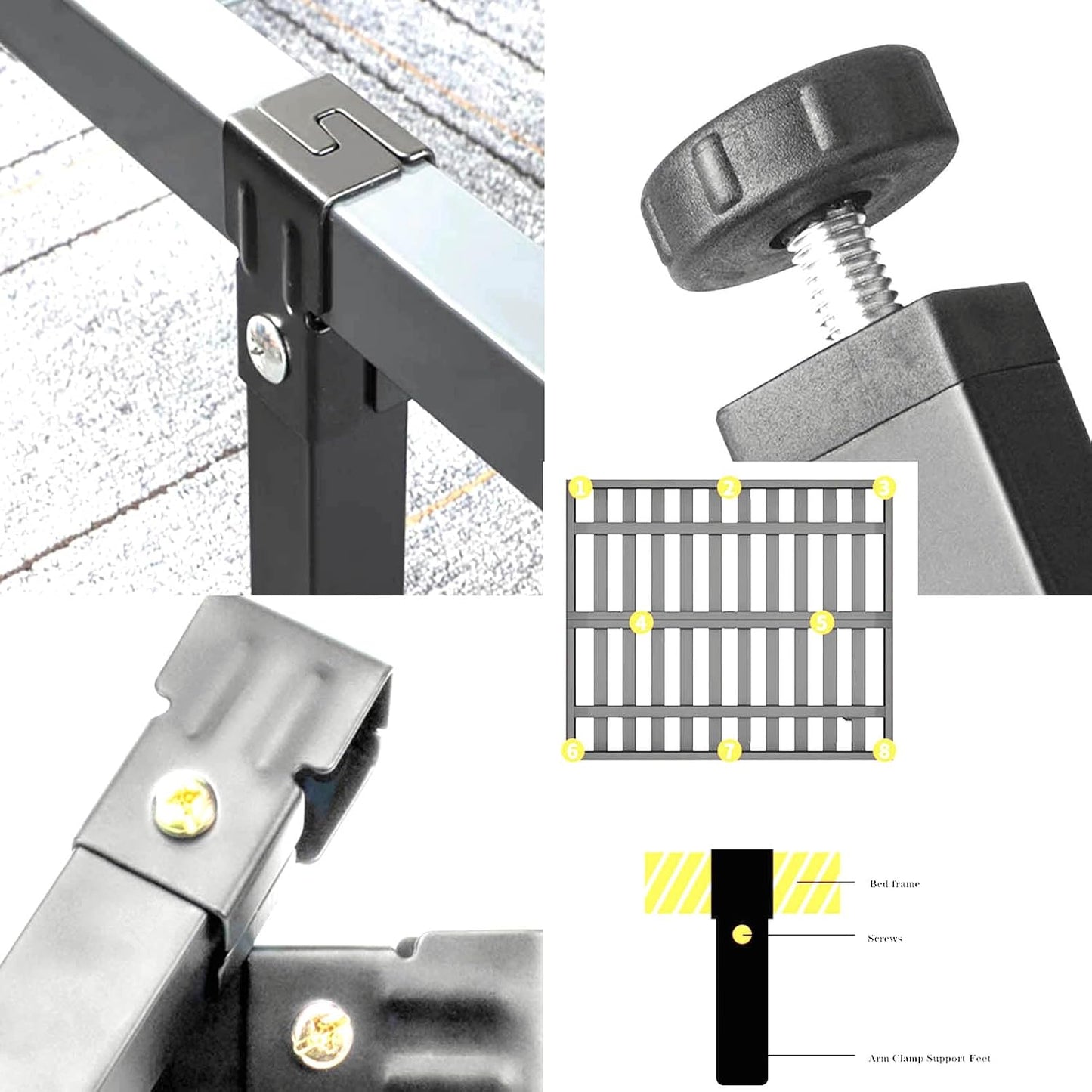 4 Pieces Adjustable Bed Legs, Adjustable Legs for Furniture Feet Bed for Slatted Base Legs Central Frame Bed Slats Support Legs for Sofa Bed Spare Parts (40 cm (15.7 inches), Grey, 3 x 3 cm