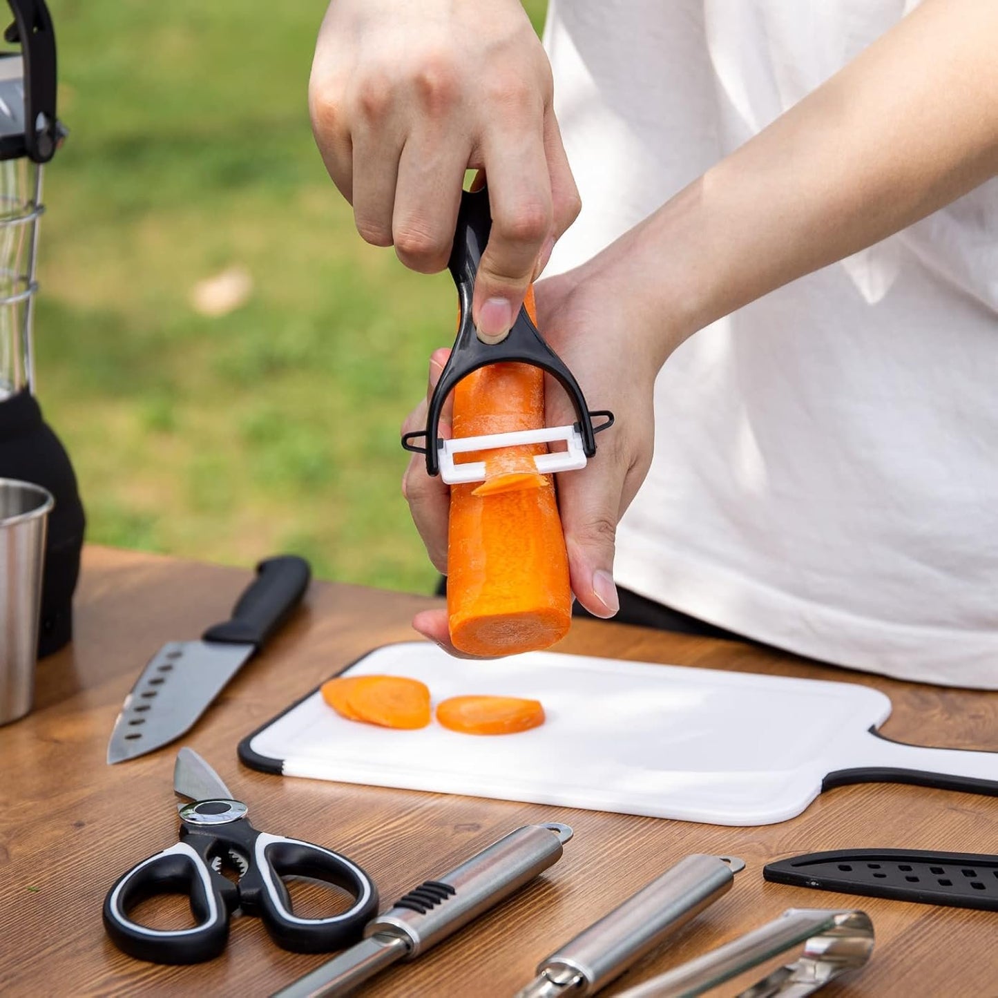 Odoland 14pcs Camping Kitchen Utensils Set, Portable Outdoor Cooking Utensil Mess Kit with Water Resistant Organizer Case for Backpacking BBQ Camping Hiking Travel