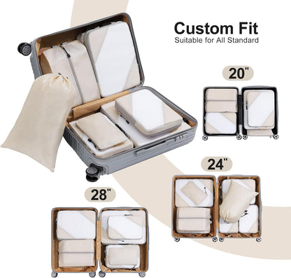 DIMJ Travel Suitcase Organizer, Travel Set Useful Accessories Organizer for Suitcases Travel Kit, Beige-Compression