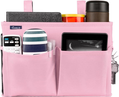 Surblue Bedside Caddy Hanging Organizer Bedside Storage Bag for Bunk and Hospital Beds (Small-Pink)