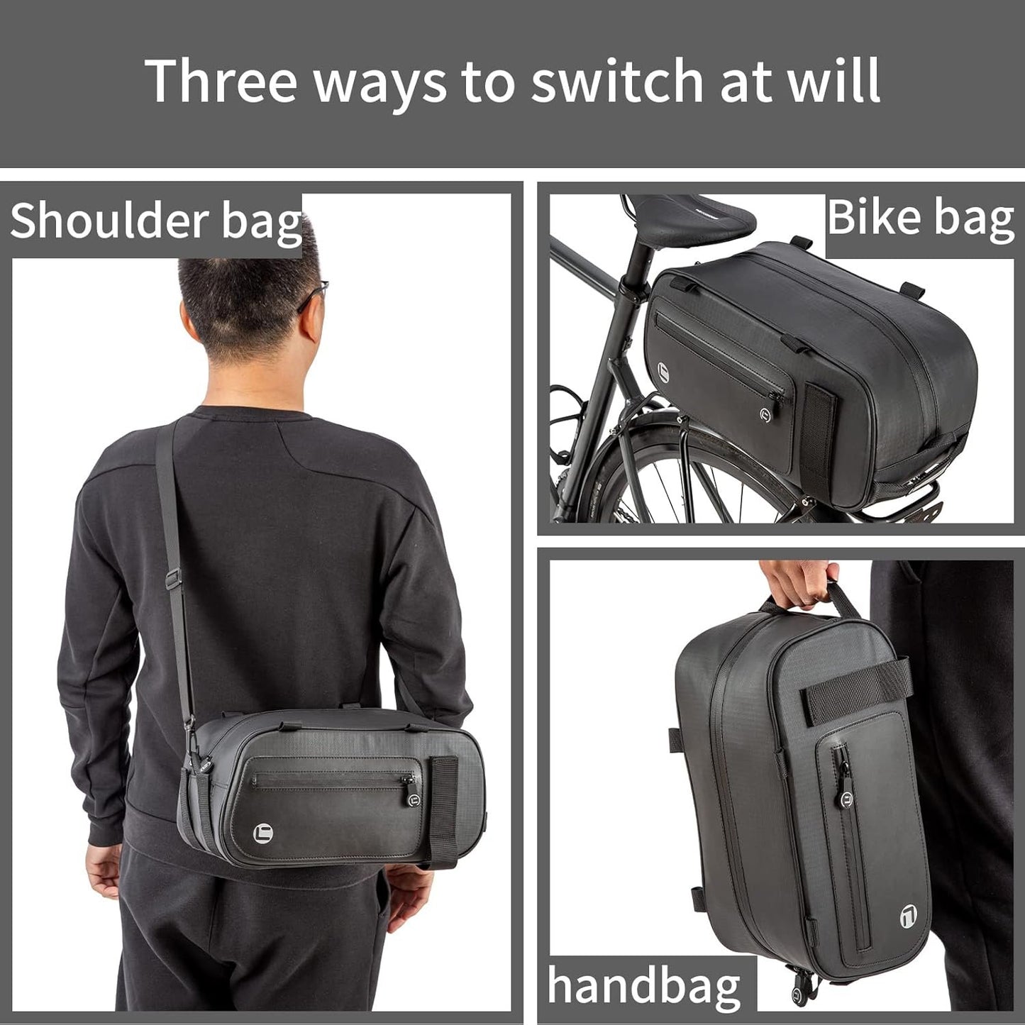 HuiJuKeJi Bike Trunk Bag Bicycle 26L Storage Pannier Saddle Bag Multifuction Rear Bike Cargo Rack Bags with Reflective Strips Waterproof Travel Accessories Expandable Luggage Trunk Bag for Cycling