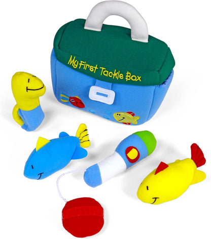 Baby GUND Play Soft Collection, My First Tackle Box 5-Piece Plush Playset with Rattle, Squeaker and Crinkle Plush Toys, Sensory Toy for Babies and Newborns, 8”