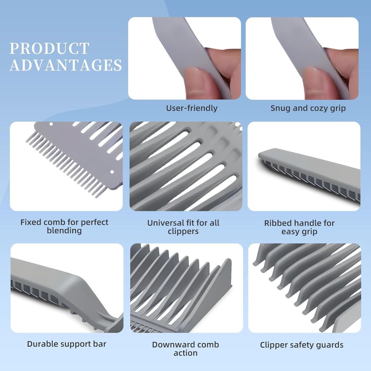 blend friend fade,comb Hair Comb Set, Styling Combs with Wide and Narrow Teeth, 2-Pack Gray+Black Fade Combs for Smooth Hair Transitions and Styling