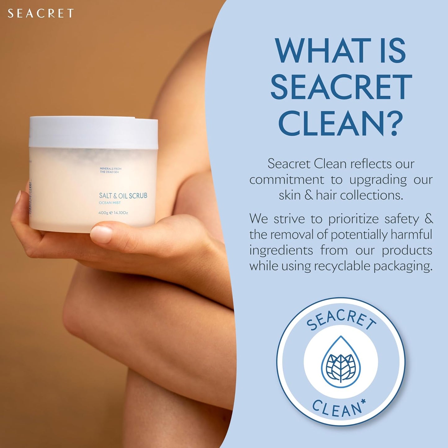 SEACRET Body Scrub - Salt & Oil Body Exfoliator with Dead Sea Minerals and Essential Oils, Scented 14.1 FL.OZ.