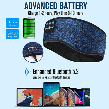MUSICOZY Sleep Headphones Bluetooth Headband, Wireless Music Sleeping Headphones Sleep Mask Earbuds IPX6 Waterproof for Side Sleepers Workout Running Insomnia Travel Yoga Cool Tech Gadgets Unique Gift
