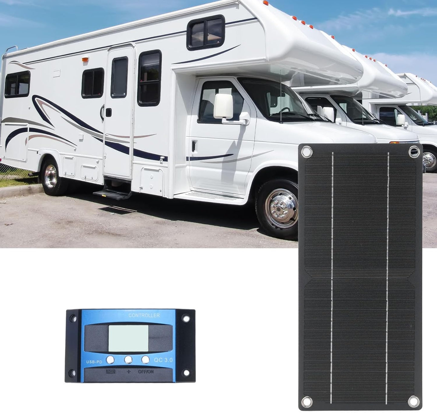 600W Solar Panel Kit, Portable Solar Panel Charger with 100A Controller, High Efficiency, Easy Install, for Boat Car RV Outdoor Travel Camping