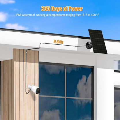 Vuebee 7W Solar Panel for Security Camera, USB C Solar Panel Charger for Camera, USB Solar Panel Compatible with Eufycam & DC 5V Rechargeable Battery Camera, IP65 Waterproof, 9.8ft Charging Cable