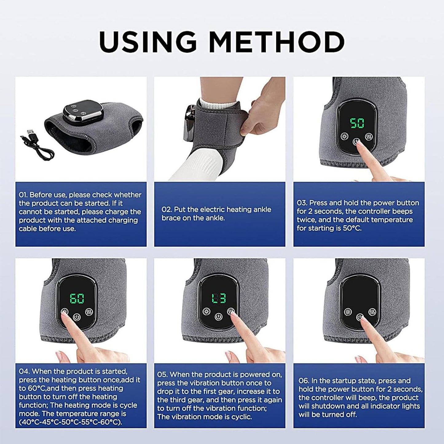 Macchina per massaggi, attrezzo per il recupero del piede, migliora il comfort delle gambe, design ricaricabile riscaldato, funzione wireless, dimensioni compatte per post allenamento, sport, routine