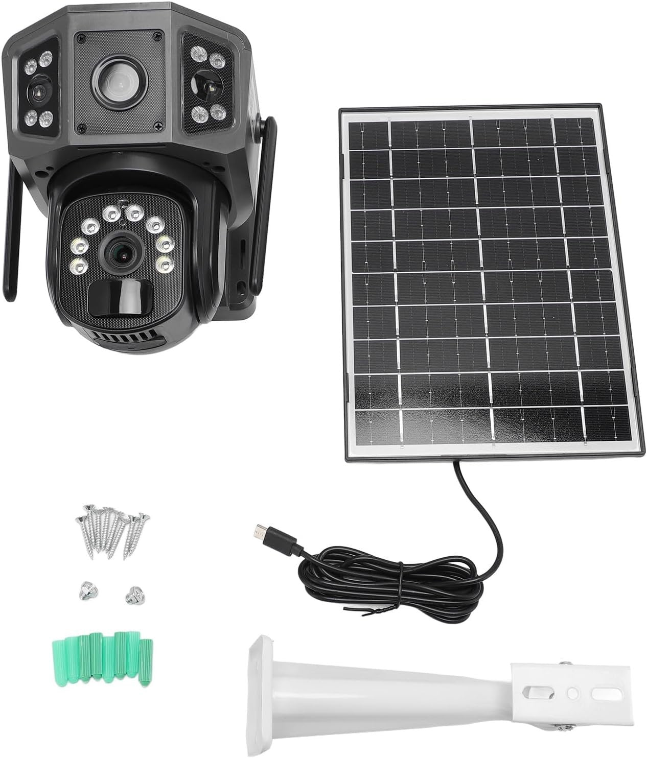 4K Security Camera with Solar Panel, WiFi 4G, Dual Lens, Color Night Vision, 2 Way Talk, 360Â° Pan 90Â° Tilt, Auto Tracking, Motion Detection, 8000mAh for Outdoor Use