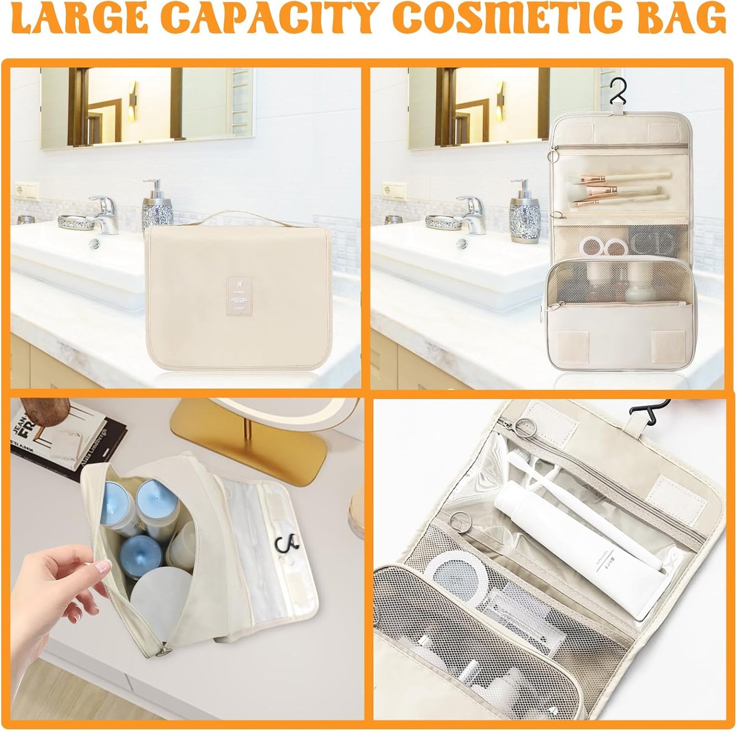 Suitcase Organizer 8 Piece (Beige) Space Saving Suitcase Organizer Set Suitcase Packing Cubes Suitcase Organizer Suitcase Compression