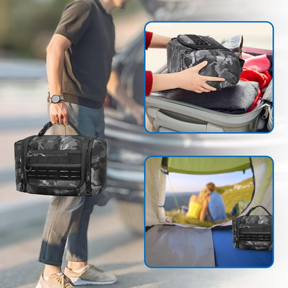 Prokva Hanging Toiletry Bag for Men, Tactical Dopp Kit Toiletry Travel Bag, Large Hygiene Organizer Shower Bag for Camping Outdoor, Black Camo