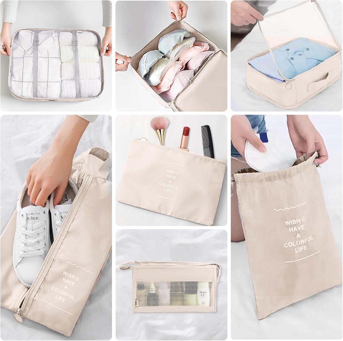 TXBOBECO Suitcase Organizer Set, 10 Pcs Packing Cubes for Suitcase Travel Accessories Suitcase Organizer Suitcase Clothes Bags Cosmetics Org