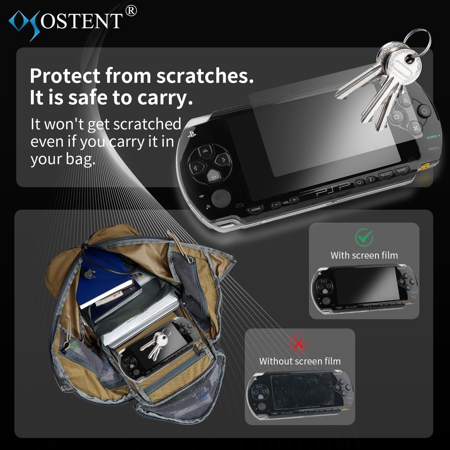 OSTENT 3 x Ultra Clear Screen Guard Film LCD Protector Skin Compatible for Sony PSP 1000/2000/3000