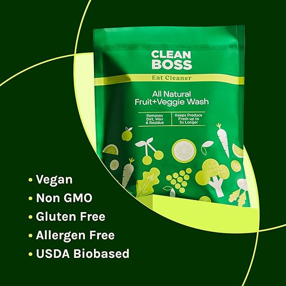 CleanBoss Eat Cleaner Fruit + Veggie Wash Powder - 3 lbs - Removes Harmful Residue - Keeps Produce Fresh Up to 5X Longer - Vegan, Gluten Free