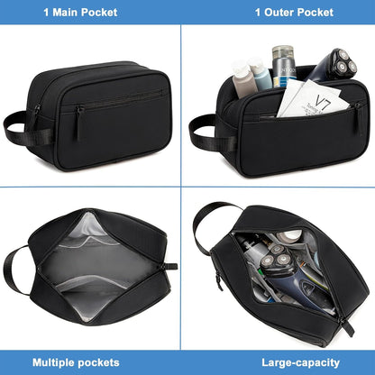 Travel Toiletry Bag for Men Women,Toiletries Dopp Fit, Water Resistant Shaving Bags,Small Bathroom Hygiene Organizer Pouch, Black, Toiletry Bag