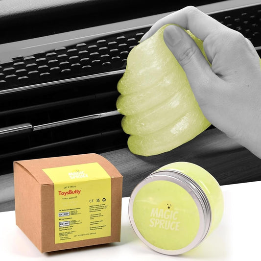 MAGIC SPRUCE Car Cleaning Gel Kit for Car Interior, High End Lemon Scented Cleaning Putty in Classy Jar, Detailing Cleaning Gel Universal Dust Cleaner, for Keyboard Apple Laptop, Car cleaning Supplies