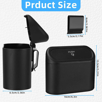 Zhufas 2 Pieces Car Rubbish Bin with 80 Bags, Car Trash Can with Lid, Car Accessories, Interior Car Accessories (Black)