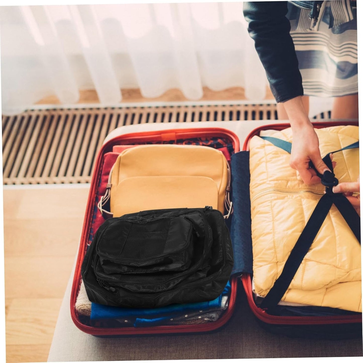 EXHUMKY 3Pcs Travel Storage Bags Large Capacity Packing Cubes for Luggage Organization Portable