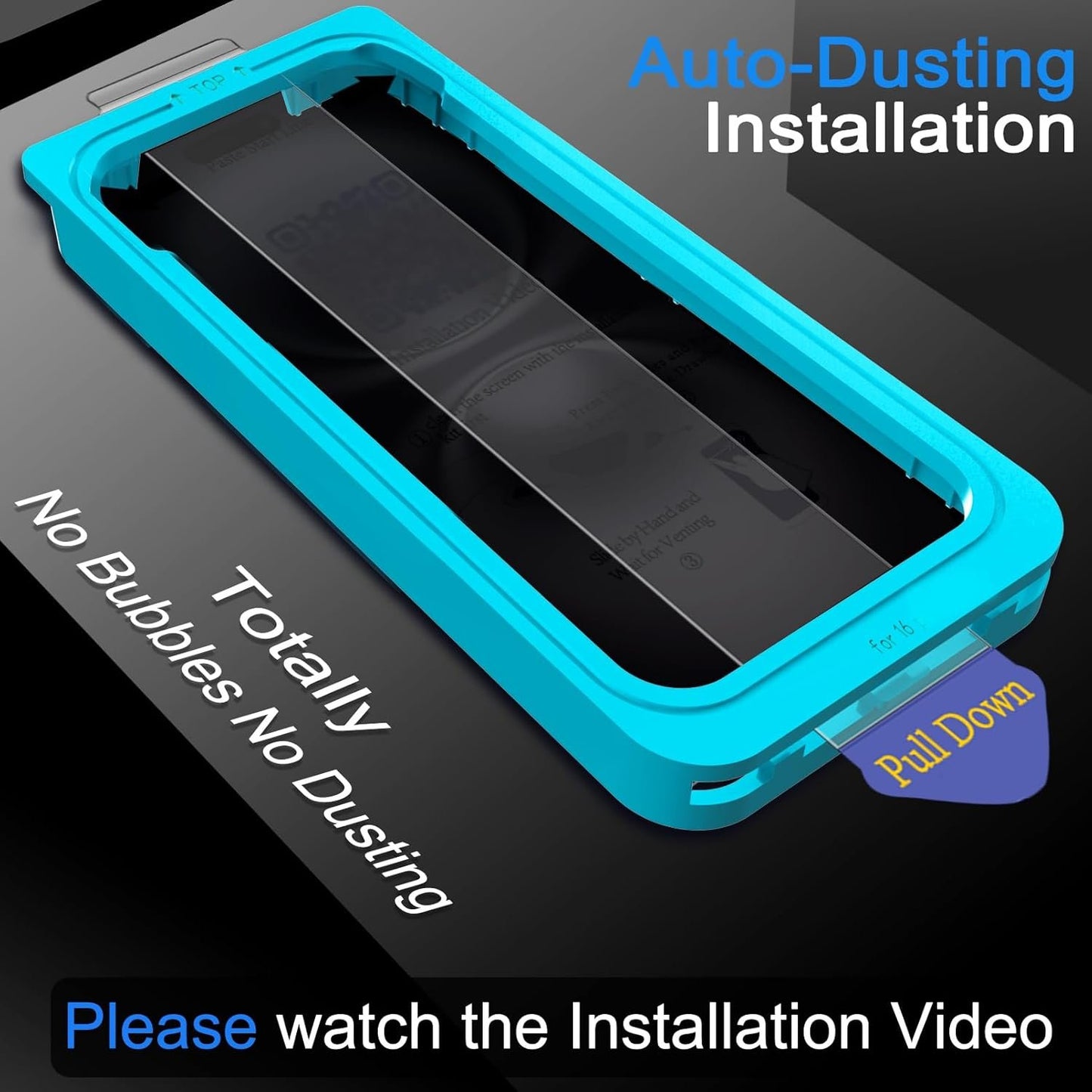 Ferilinso [Auto Dust Install] 3 Pack Privacy Screen Protector for iPhone 16 [Phone Case fit], 3 Tempered Glass Camera Lens Accessories for Apple