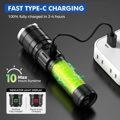LETMY Rechargeable Flashlight, High Lumens Tactical Flashlight Rechargeable, Brightest LED Flashlights with 3 Modes & Zoomable, Waterproof Mini Flashlight for Camping Hiking Emergency (2 Pack)