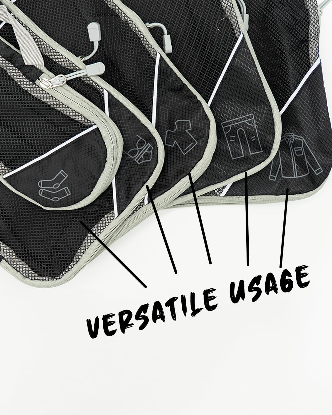 Travel packing cube set of 6 compression packing cubes, large lightweight nylon material upgrade your travel packing with BAWGBAGS Space-Saving, durable, and organized cubes. (Black)