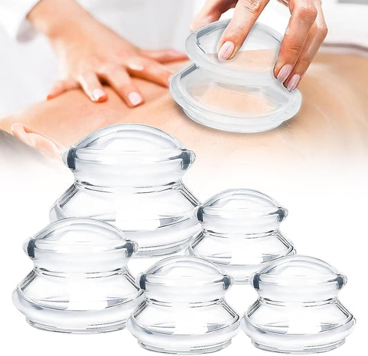 Massage Cupping Therapy Sets, (5 Cups) Professional Silicone Massager Tools for Joint Pain Relief, Self Silicone Massage Cups for Deep Muscle, Anti Cellulite, Body, Fascia Facial Body Muscle Relaxation