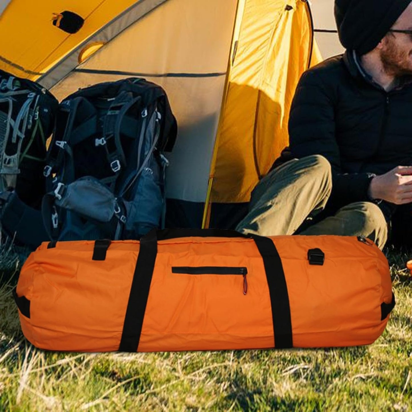 Zippered Duffel Bag for Travel, Waterproof Travel Tent Bag, Double Handle Zippered Portable for Camping Bags Backpacks and Outdoor Bags