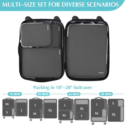 Gonex 4 Piece Set Storage Suitcase Storage Bag Portable Cosmetic Clothing Expandable Cubes, Packing Cube Set Travel Organizer, Grey