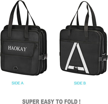 HAOKAY Durable Car Trunk Organizer with Premium insulation cooler bag,Sturdy Collapsible Trunk Storage Organizer, Multi Compartments with Reflective Strip