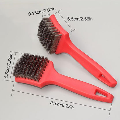 Car Wash Brush, Long Handled Car Wash Brush, Steel Wire Tire Cleaner Brush, Professional Car Detailing Wheel Brush, Car Detailing Brush for Upholstery and Rims, Heavy-Duty Brush for Tire Cleaning