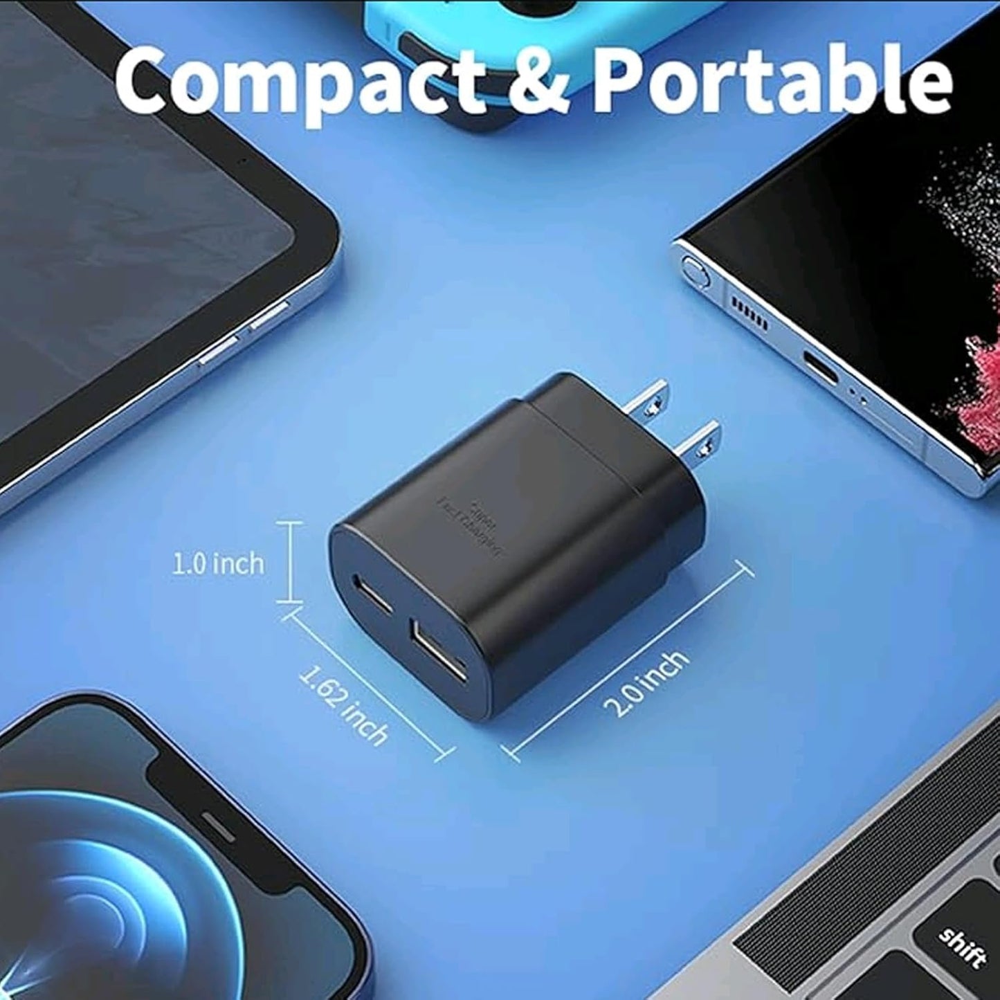 Upgraded Samsung Charger Block 25W, 2Port Super Fast Charger,USB C Charging Block Plug PD Power Adapter Type C Charging Box Brick Cube with Galaxy S25/S24/S23/S22/S21/S20/Z Fold 3/4/5/iPhone